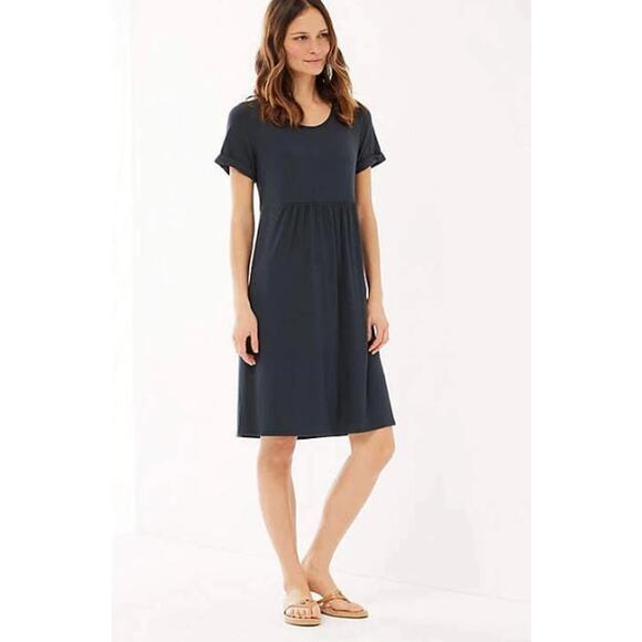 J Jill Women's Scoop-Neck Stretch Cuffed Sleeve Knit Tee Dress Navy Blue Size MP - Picture 1 of 10